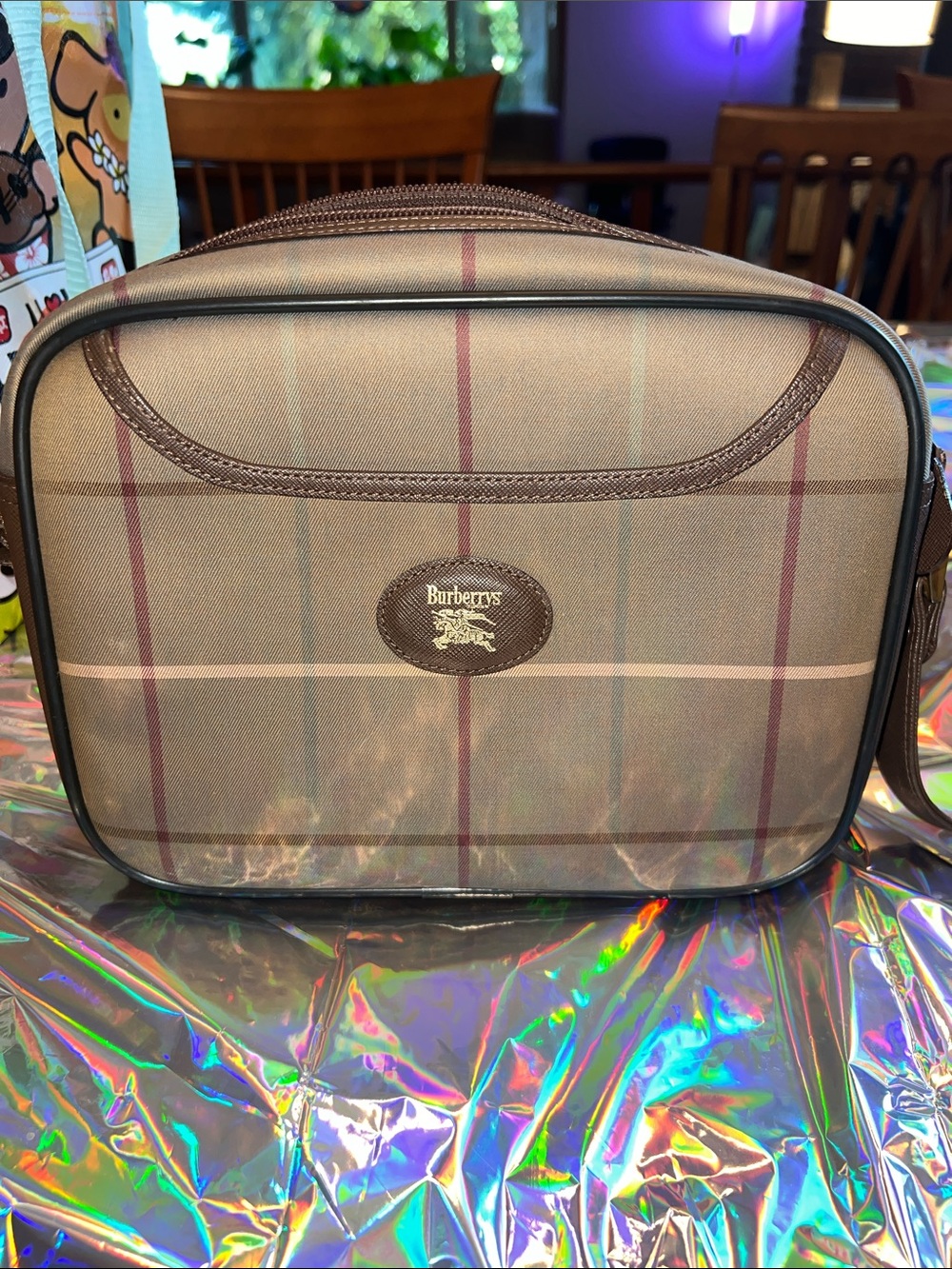 Vintage Burberry Brown Plaid Crossbody Bag